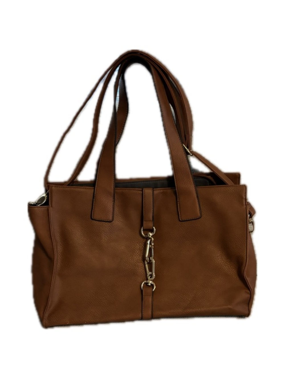 JustFab Brown Shoulder Tote with Gold Accent